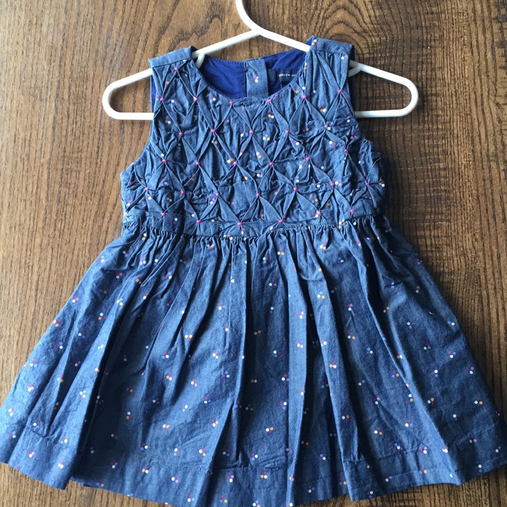 Girls navy and polka dot dress